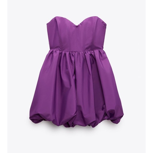 NWT ZARA WOMAN VOLUMINOUS MINI DRESS PURPLE - Picture 15 of 17